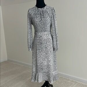 J. Crew Black and White Polka Dot Long Sleeve Dress